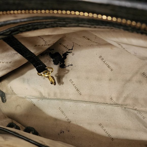 Brahmin Black Leather Melbourne Croc Embossed Handbag - Picture 8 of 8